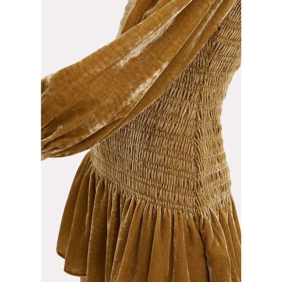 Loveshackfancy Scarlett Smocked Velvet Mini Dress - Picture 4 of 10